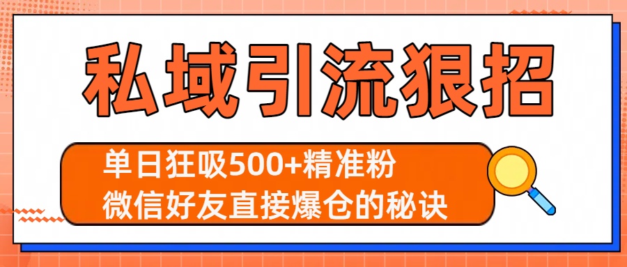 私域引流狠招：单日狂吸500+精准粉，微信好友直接爆仓的秘诀-云商网创
