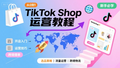 TikTok Shop从0到1运营教程，TikTok跨境电商新手必学课程-云商网创