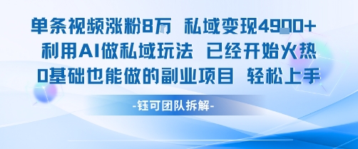 单条视频私域变现4.9k+利用AI做私域玩法 已经开始火热0基础也能做的副业项目轻松上手-云商网创