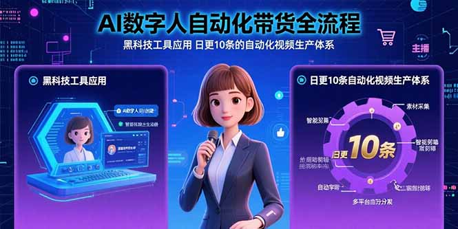 （15699期）AI数字人自动化带货全流程：黑科技工具应用 日更10条的自动化视频生产体系-云商网创