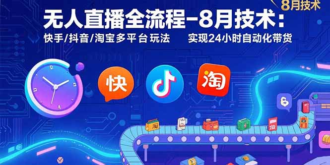 （15635期）无人直播全流程-8月技术：快手/抖音/淘宝多平台玩法 实现24小时自动化带货-云商网创