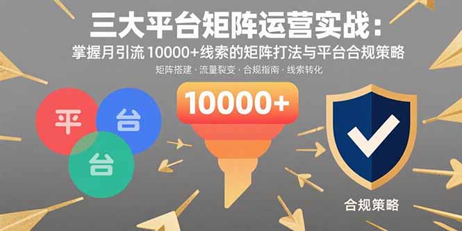 （15841期）三大平台矩阵运营实战：掌握月引流10000+线索的矩阵打法与平台合规策略-云商网创