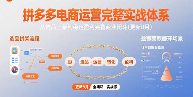 （15579期）拼多多电商运营完整实战体系，从选品上架到稳定盈利完整商业闭环(更新8月)-云商网创