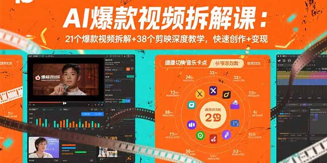 （15741期）AI爆款视频拆解课：21个爆款视频拆解+38个剪映深度教学，快速创作+变现-云商网创