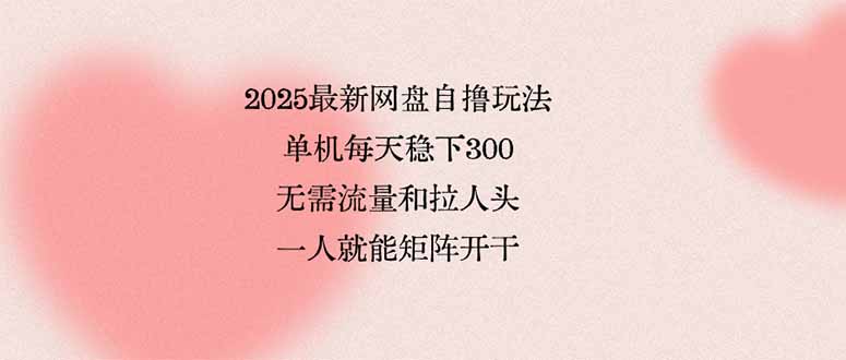 （15831期）2025最新网盘自撸玩法，单机每天稳下3张，无需流量和拉人头，一个人就…-云商网创