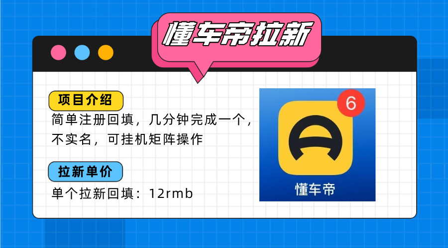 （15661期）懂车帝邪修拉新玩法，简单注册回填，不sm，单个拉新12rmb，轻松日入200+-云商网创