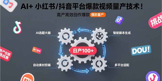 （15624期）AI+小红书/抖音平台爆款视频量产技术：高产高效创作爆款视频！-云商网创