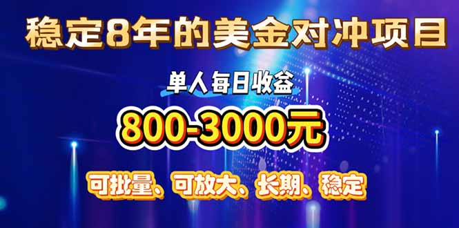 （15782期）稳定8年的美金对冲创业项目，单人每日收益800-3000，小众暴力项目-云商网创