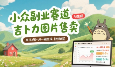 小众副业赛道 吉卜力图片售卖 单日2张+ AI一键生成【附教程】-云商网创