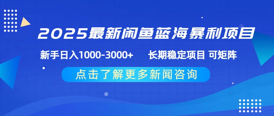 2025最新闲鱼蓝海暴利项目 ，新手日入1000-3000+ 长期稳定项目 可矩阵-云商网创