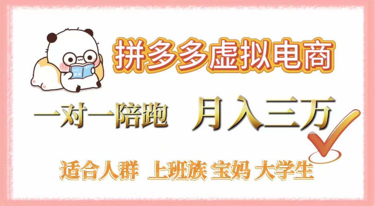 拼多多虚拟电商，一对一陪跑，月入3万，0囤货，轻资产，不发货-云商网创