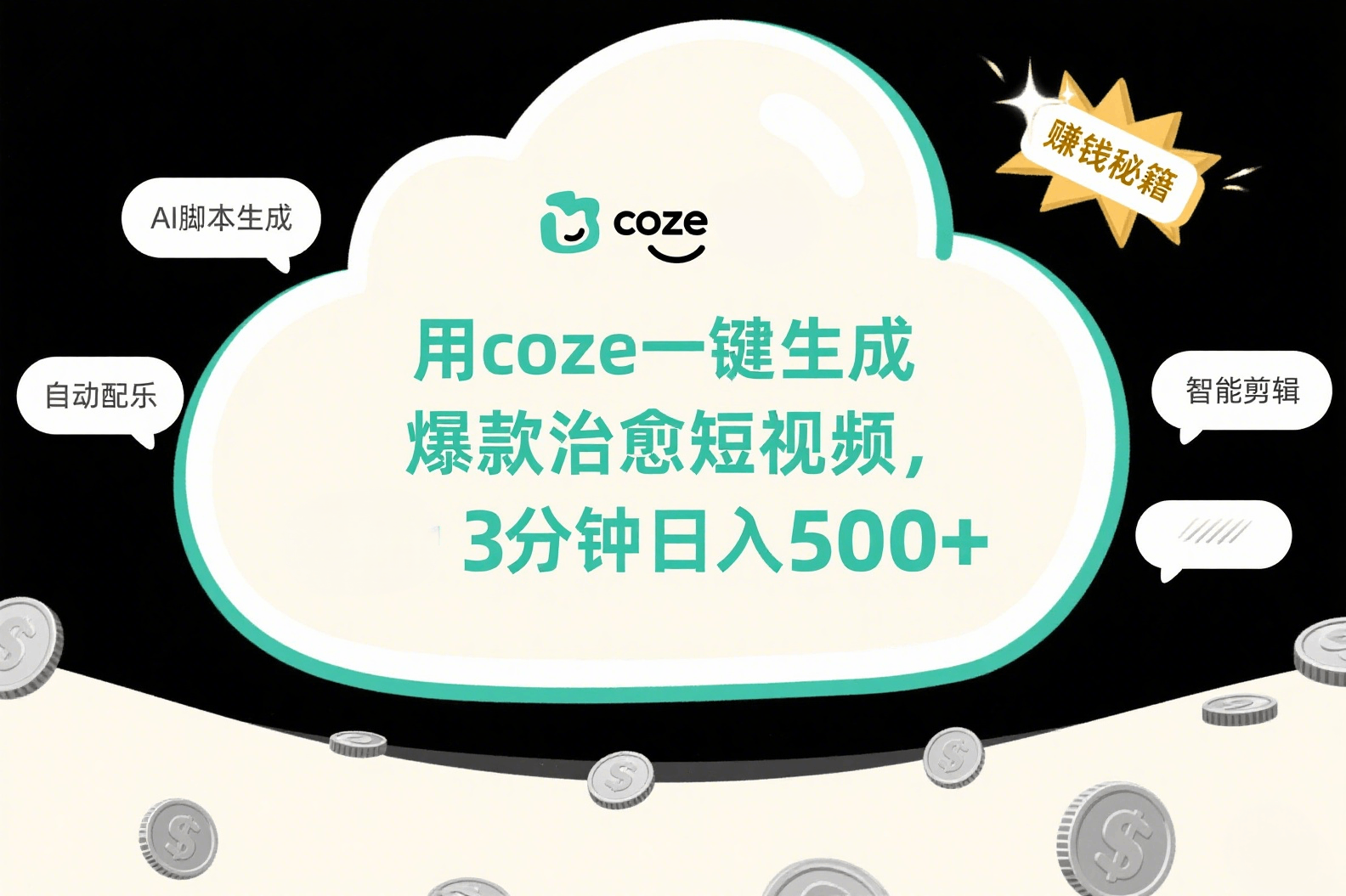 用coze一键生成爆款治愈短视频，3分钟日入500+-云商网创
