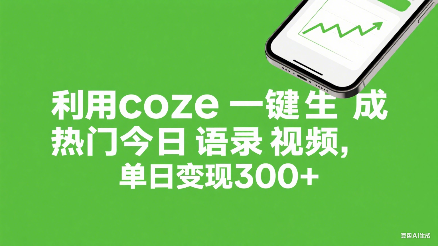 利用coze一键生成热门今日语录视频，单日变现300+-云商网创