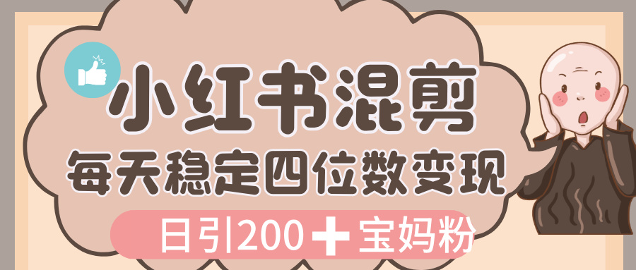 价值 3980 的小红书混剪， 虚拟变现，日引 200+宝妈创业粉，每天稳定四位数变现-云商网创