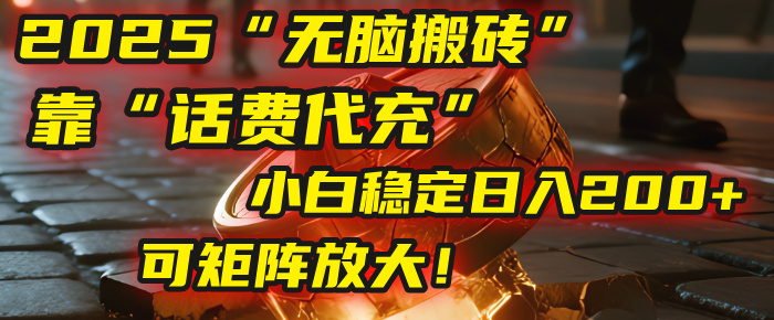 无脑搬砖项目：靠“话费代充”，小白稳定日入200+，可矩阵放大！-云商网创