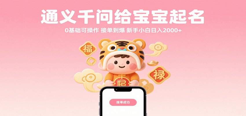 通义千问给宝宝起名 0基础可操作 接单到爆 新手小白日入2000+-云商网创