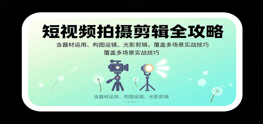 短视频拍摄剪辑全攻略：含器材运用、构图运镜、光影剪辑，覆盖多场景实战技巧-云商网创