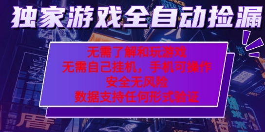 游戏全自动捡漏项目，最新独家玩法，每天操作几十分钟，无任何难度，当天见收益【揭秘】-云商网创