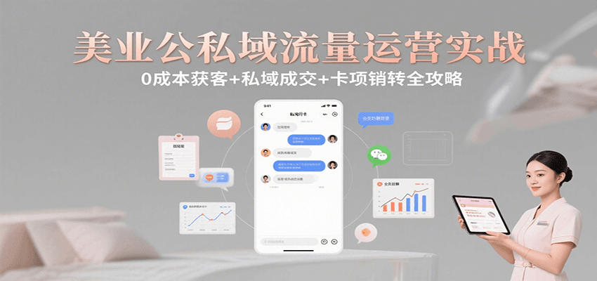 美业公私域流量运营实战：0成本获客+私域成交+卡项销转全攻略-云商网创