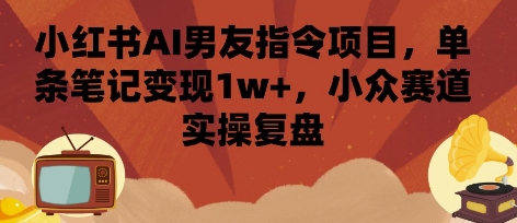 小红书AI男友指令项目，单条笔记变现1w+，小众赛道实操复盘-云商网创