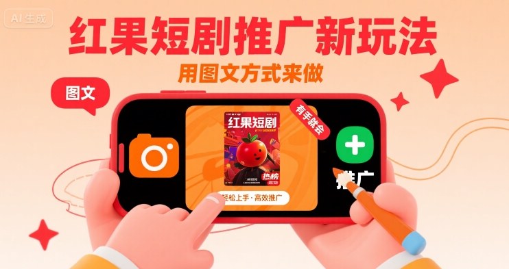 红果短剧推广新玩法，用图文方式来做，有手就会-云商网创