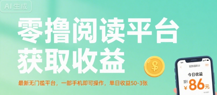 零撸阅读平台获取收益，最新无门槛平台，一部手机即可操作，单日收益50-3张【揭秘】-云商网创