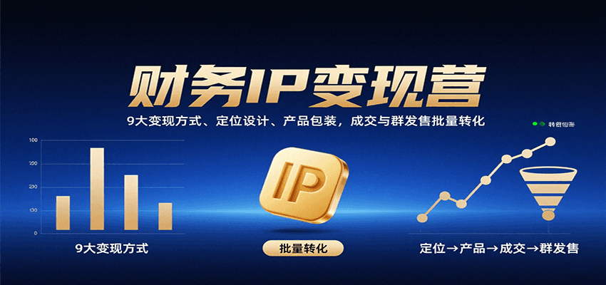 财务IP变现营：9大变现方式、定位设计、产品包装，成交与群发售批量转化-云商网创
