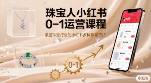 珠宝人小红书0-1运营课程，掌握珠宝行业的小红书多种账号玩法-云商网创