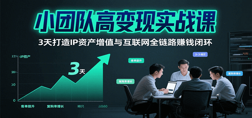 小团队高变现实战课，3天打造IP资产增值与互联网全链路赚钱闭环（第二期）-云商网创