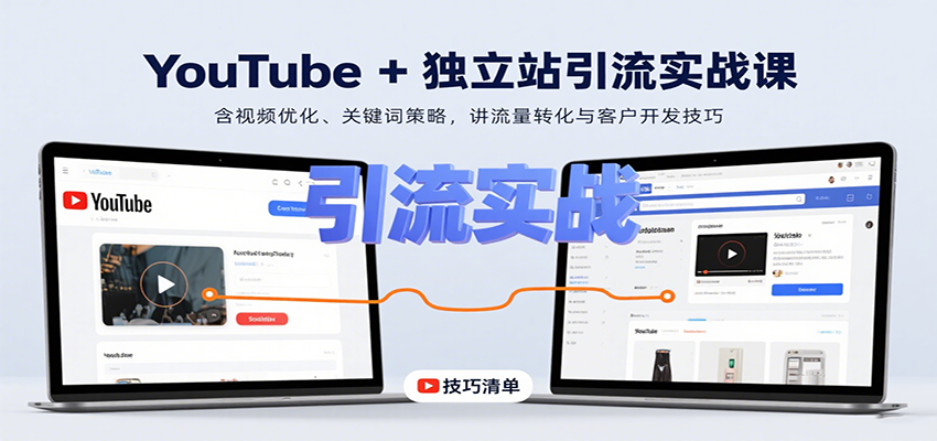 YouTube+独立站引流实战课：含视频优化、关键词策略，讲流量转化与客户开发技巧-云商网创