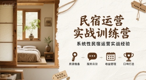 民宿运营实战训练营，系统性民宿运营实战经验-云商网创