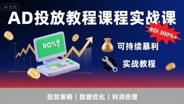 AD投放教程课程实战课，实现广告ROI300%+可持续暴利-云商网创