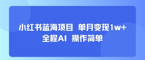 小红书蓝海项目 单月变现1w+ 全程AI 操作简单-云商网创