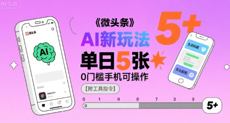 微头条AI新玩法，小白单日5张+，0门槛手机可操作【附工具指令】-云商网创